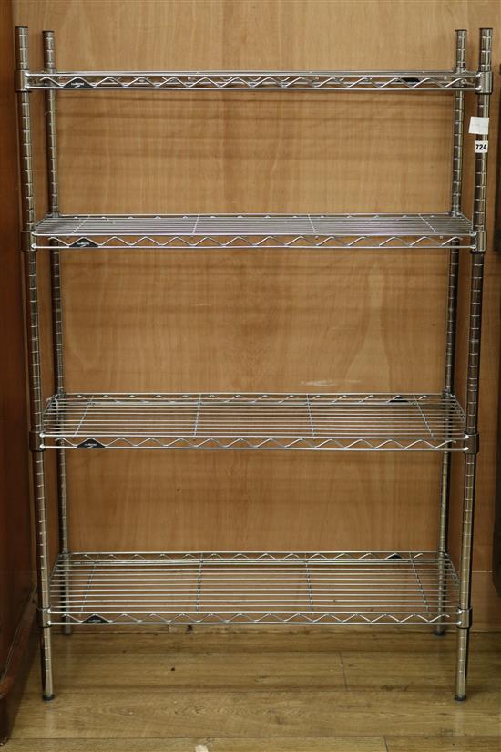 A stainless steel four tier catering rack W.90cm